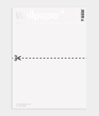 Designer Virgil Abloh Wallpaper* magazine cover design in which he cut the magazine in half for the September 2020 issue