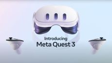 The Meta Quest 3 on a blue background