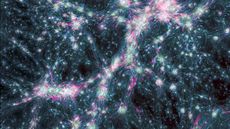 An artists interpretation of magnetic field lines radiating from the cosmic web.