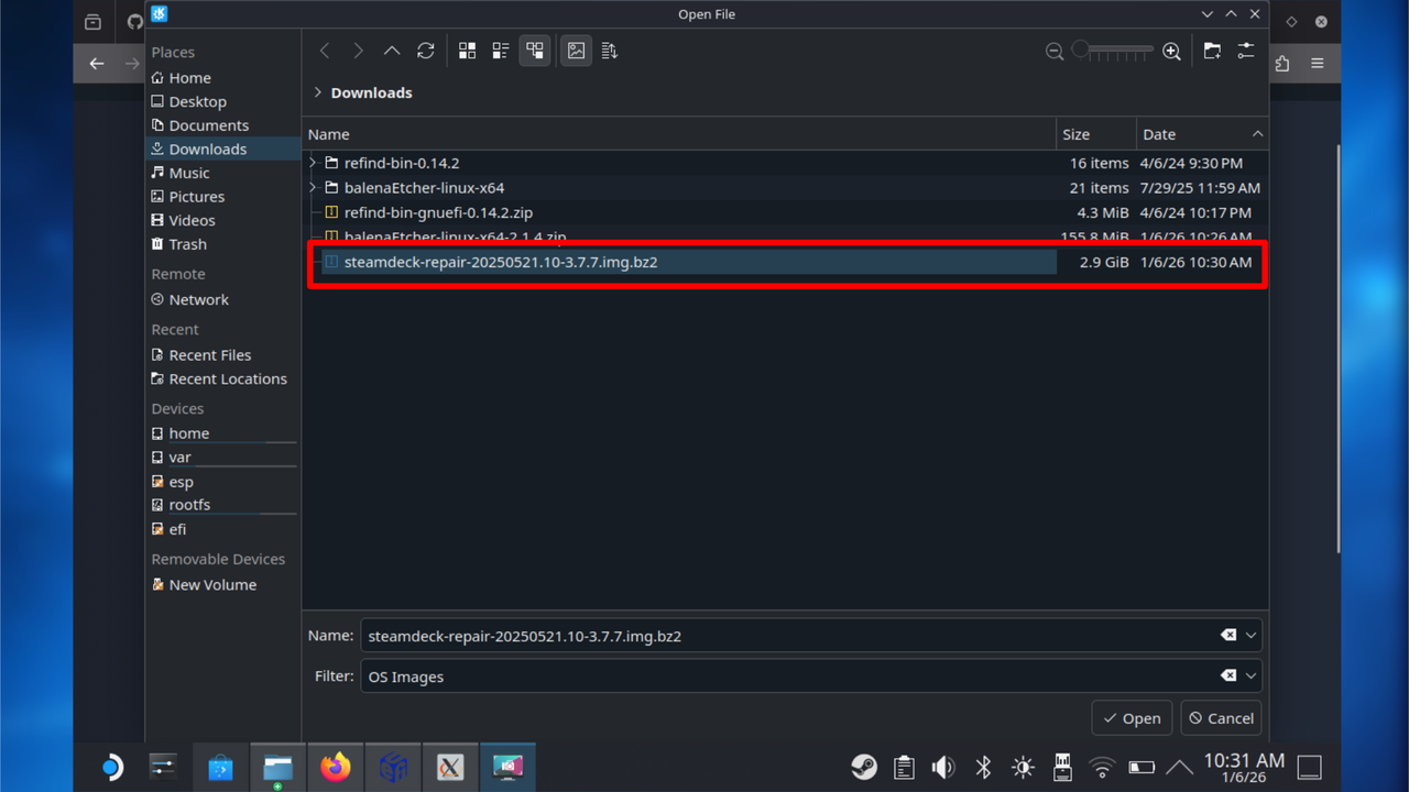SteamOS guide on creating recovery media