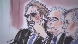 Court room sketch of Robert Plant and Jimmy Page