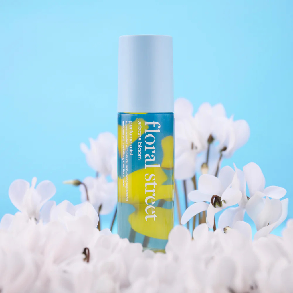 A lifestyle image of the Floral Street Arizona Bloom Perfume Mist