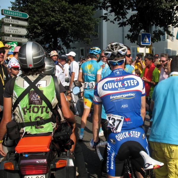 Kevin Seeldrayers tries to find his way out of the chaos after the finish line