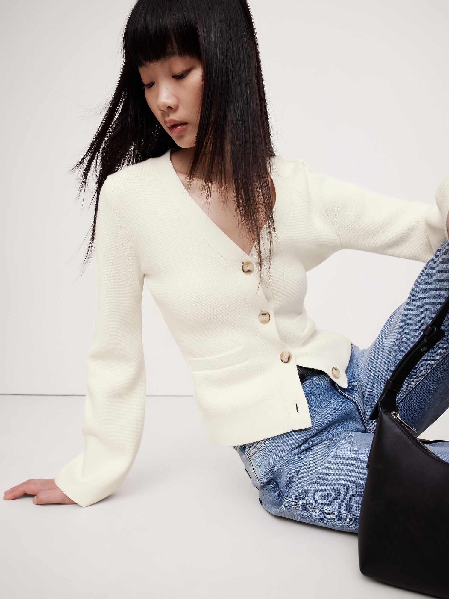 Banana Republic, Cotton-Silk Flare-Sleeve Cardigan