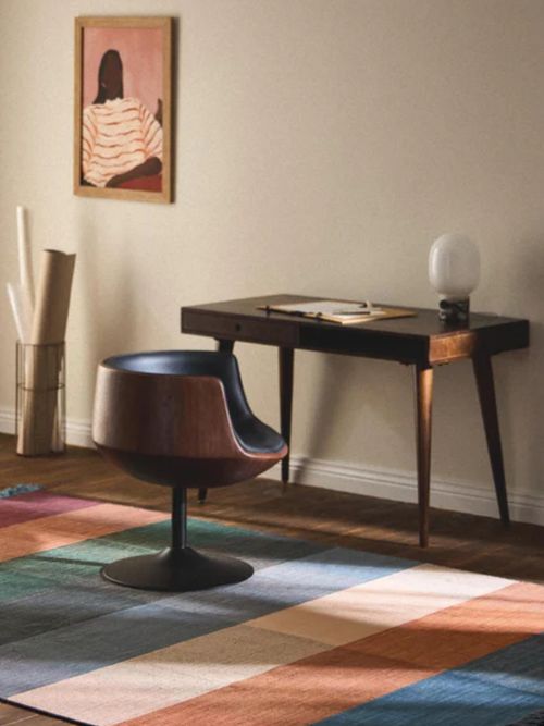 Checked Wool Rug Bliss With Fringes 