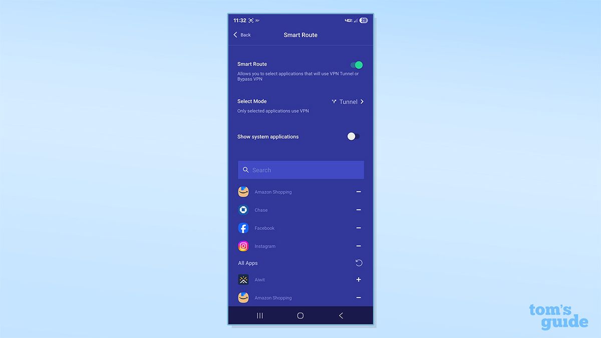 PrivadoVPN's SmartRoute feature on its free Android app