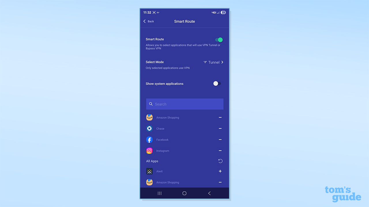 PrivadoVPN's SmartRoute feature on its free Android app