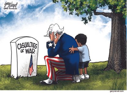 Political Cartoon U.S. Casualties of war Uncle Sam Memorial Day veterans