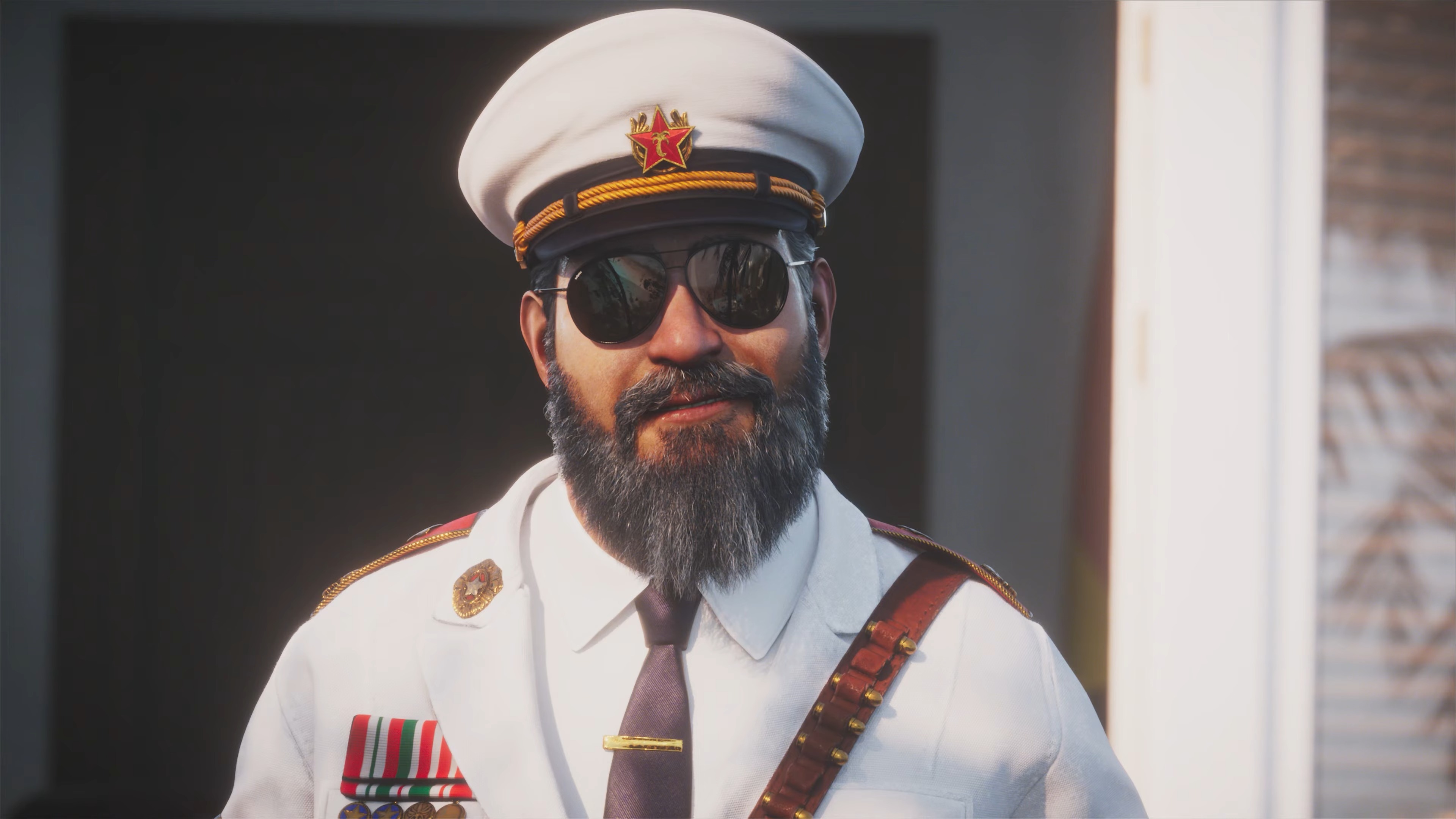 El Presidente in a white uniform.
