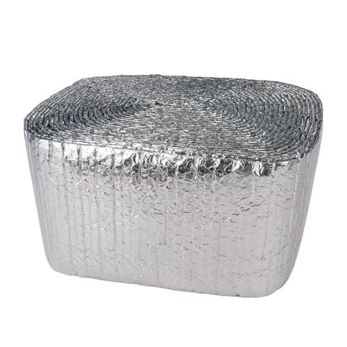 Klmnop Double Bubble Reflective Foil Insulation(6 in X 50 Ft), Pipe Insulated Wrap, Self-Adhesive Duct Wrap Insulation for Ac Pipe, Ac Hose, Weatherproof Attics, Windows, Garages(silver)