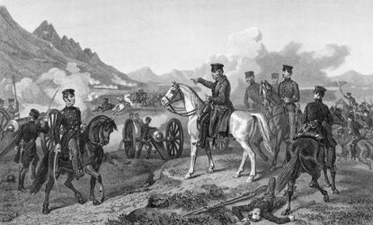 Gen. Zachary Taylor in 1847, directing his troops at the Battle of Buena Vista in Northern Mexico during the Mexican-American War. 