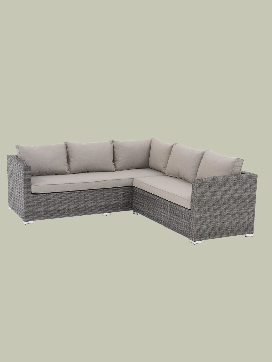 John Lewis, Alora Woven Rattan 5-Seater Garden Corner Sofa Set in Grey