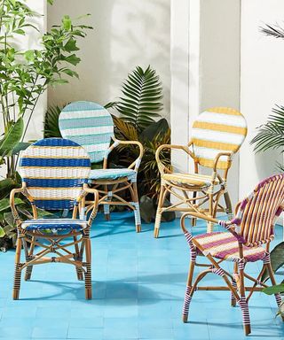 A set of Anthropologie Bistro indoor/outdoor dining chairs