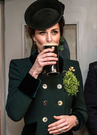 Kate Middleton drinking a pint of Guinness