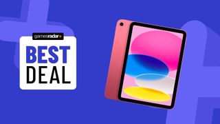 10th Gen iPad on a blue background with best deal badge