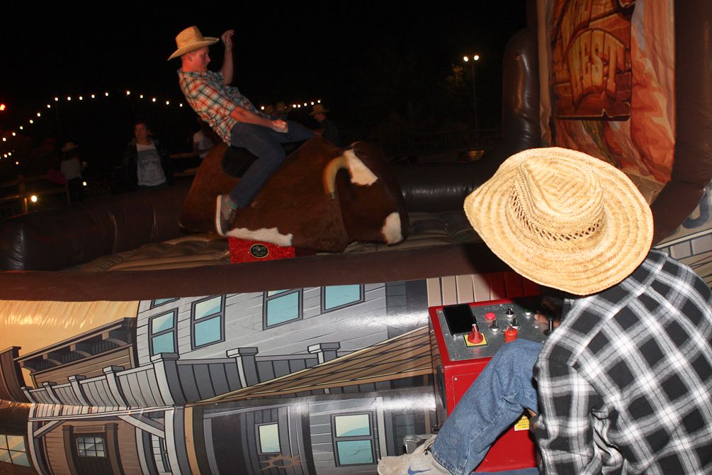 The mechanical bull was a big hit on 'Western Night'