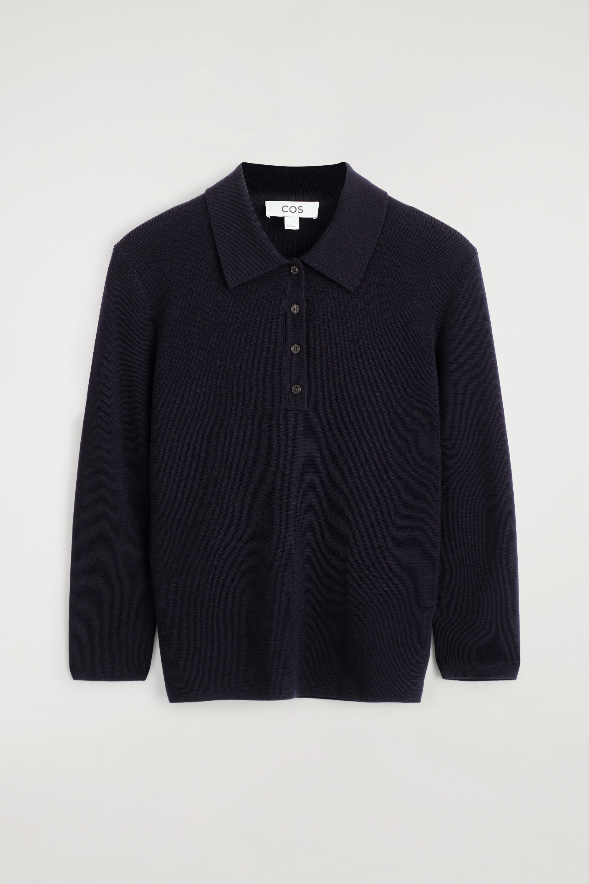 Cropped-Sleeve Merino Wool Polo Shirt