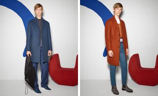 Navy blue and red coat