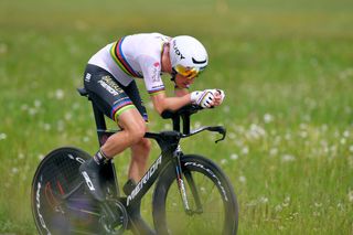 Reigning world time trial champion Rohan Dennis in action at the Tour de Suisse