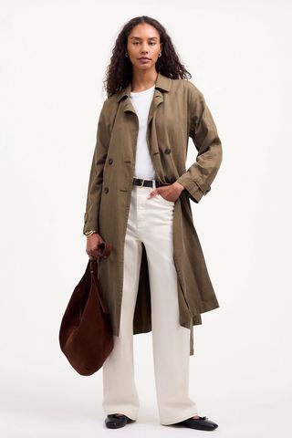 Belted Trench Coat in Drapey Twill