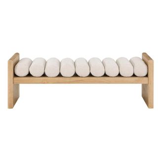 Boucle Fabric Wood Bench