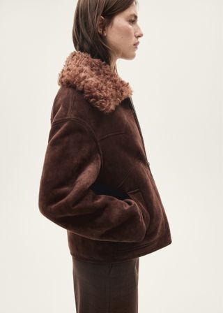 Jacket With Suede-Effect Shearling Collar - Women | Mango Usa