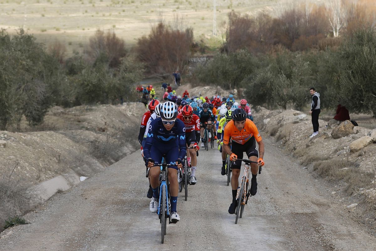 Clasica Jaen Paraiso Interior 2022 - 1st Edition - Baeza - Ubeda 187,8 km - 14/02/2022 - Johan Jacobs (SUI - Movistar Team) - Euskaltel - Euskadi - photo Luis Angel Gomez/SprintCyclingAgency&Acirc;&copy;2022