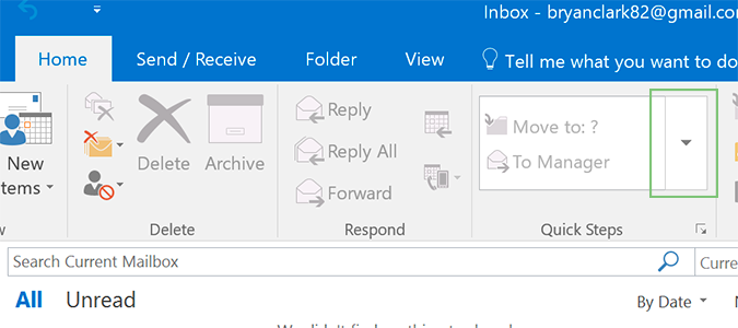 outlook quick steps insert date