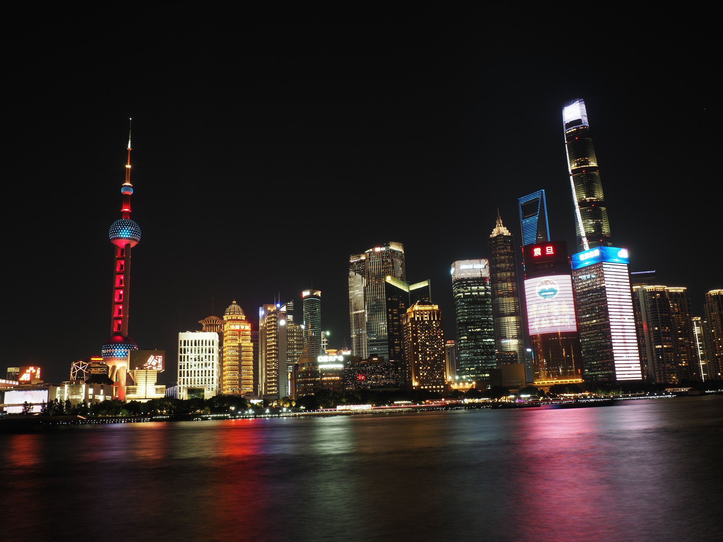 OM System PEN sample gallery: Famed Bund skyline in Shanghai, China, at night