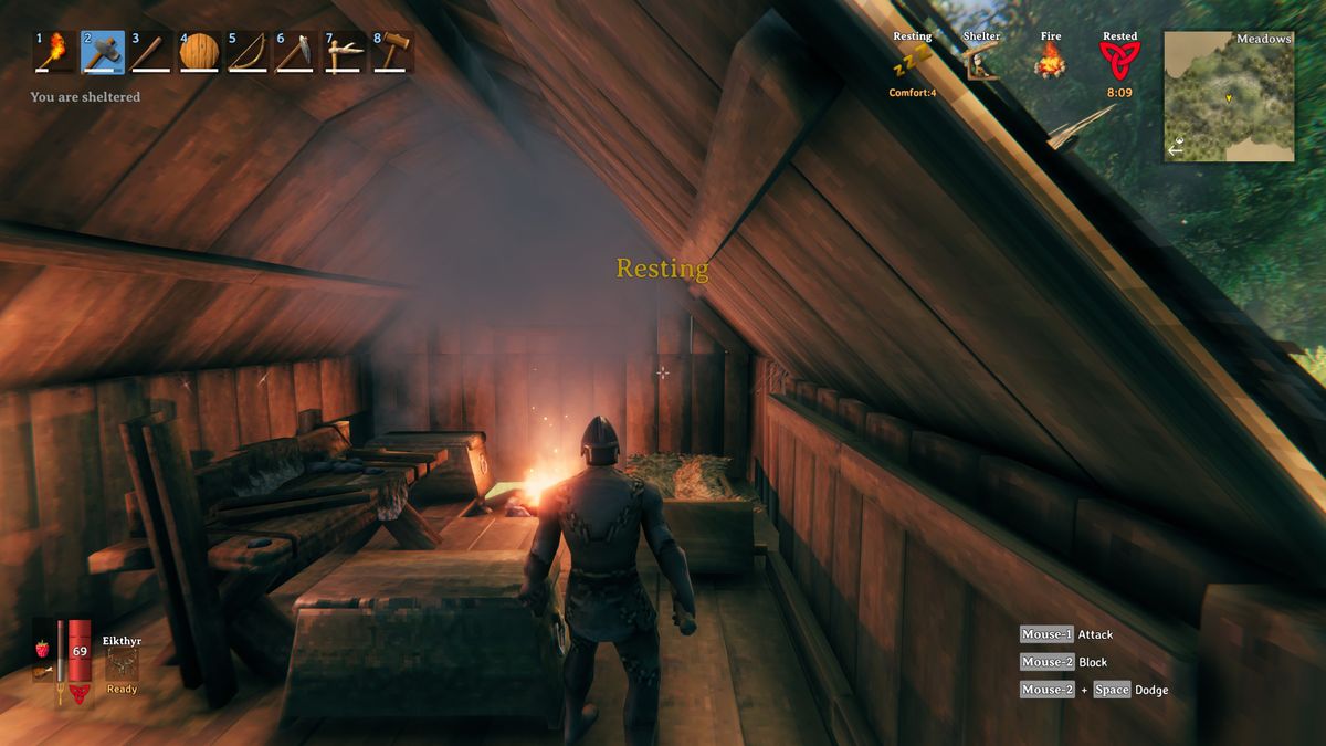 Valheim How to build a campfire indoors PC Gamer