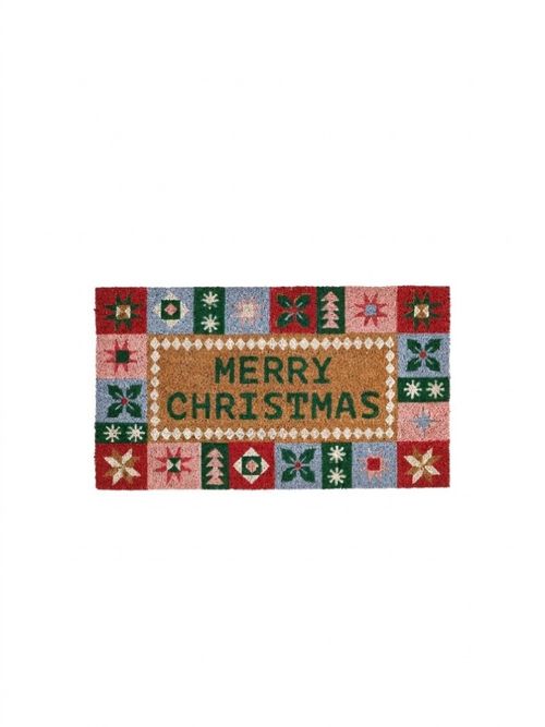 Multi Merry Christmas Coir Doormat - 40x70cm