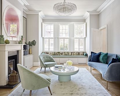 Living room with curved furniture