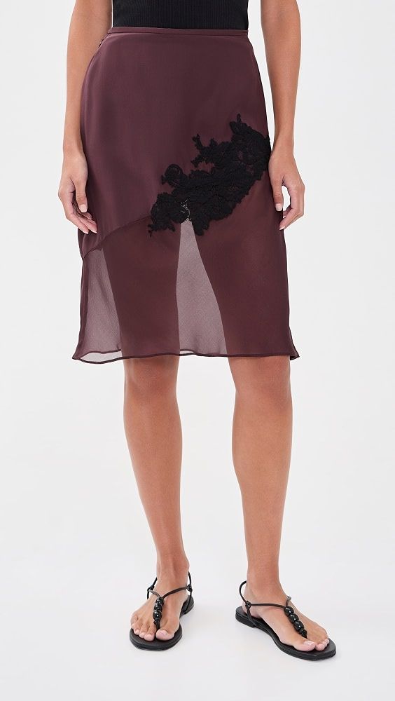 Noria Silk Midi Skirt - Dark Plum