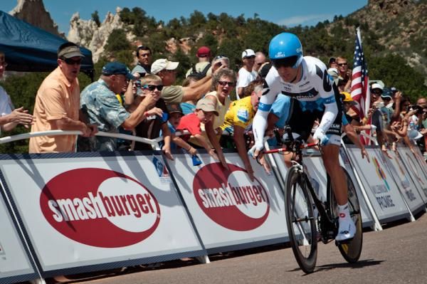 Christian Vande Velde (Garmin-Cervelo) gets some encouragement as he leaves the start.