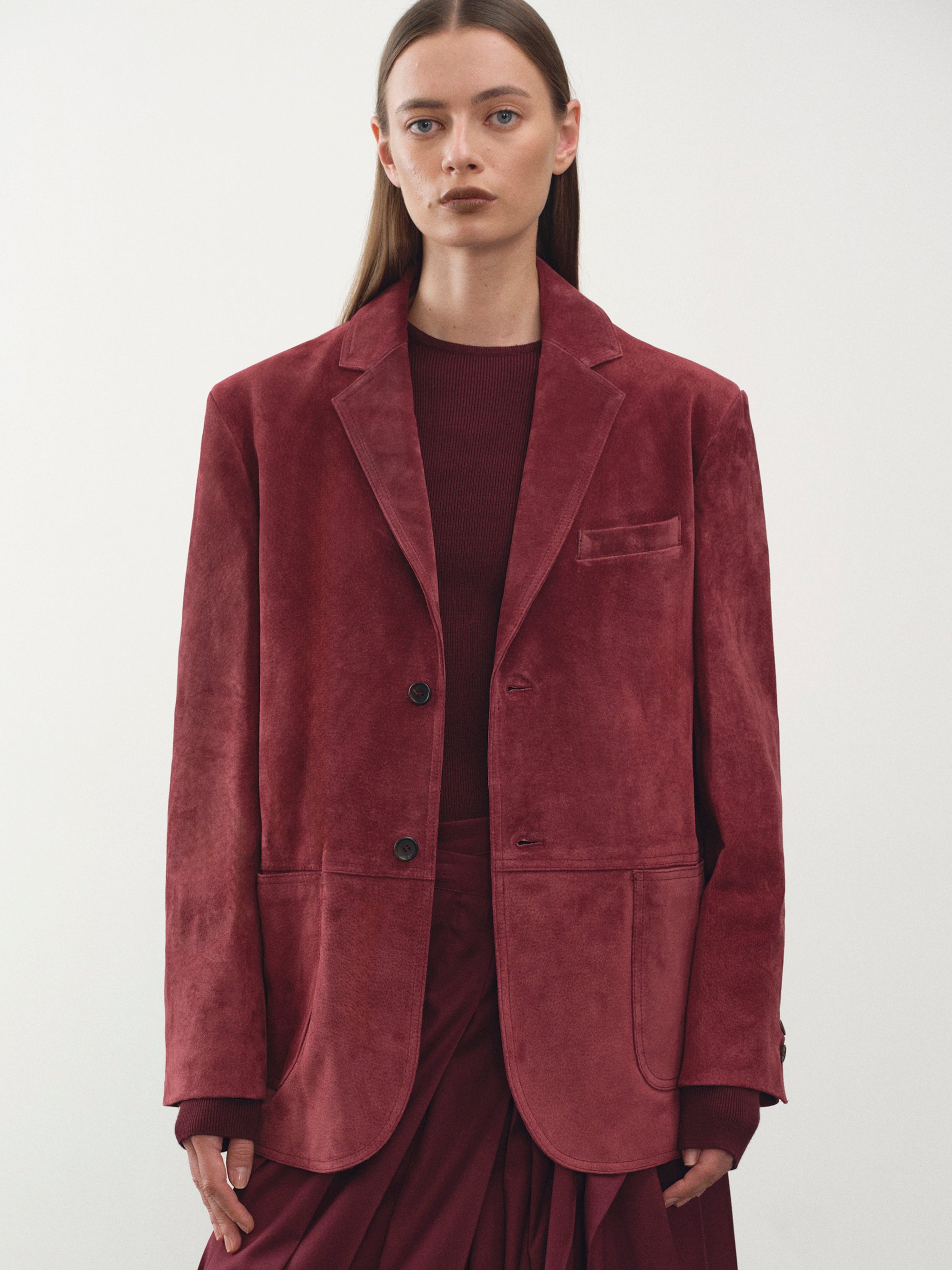 Kant Suede Blazer, Burgundy