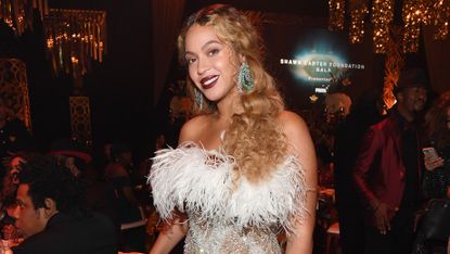 Beyonce in silver dress