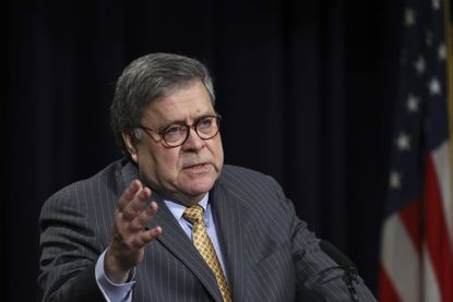 William Barr speaks at an event in Washington