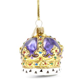 Jewelled glass crown Christmas tree bauble