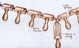 A sketch of the rubber stamps and how they connect together