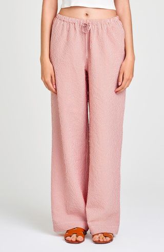 Cooper Stripe Seersucker Wide Leg Drawstring Pants