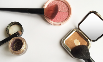 Make up products with pan showing 