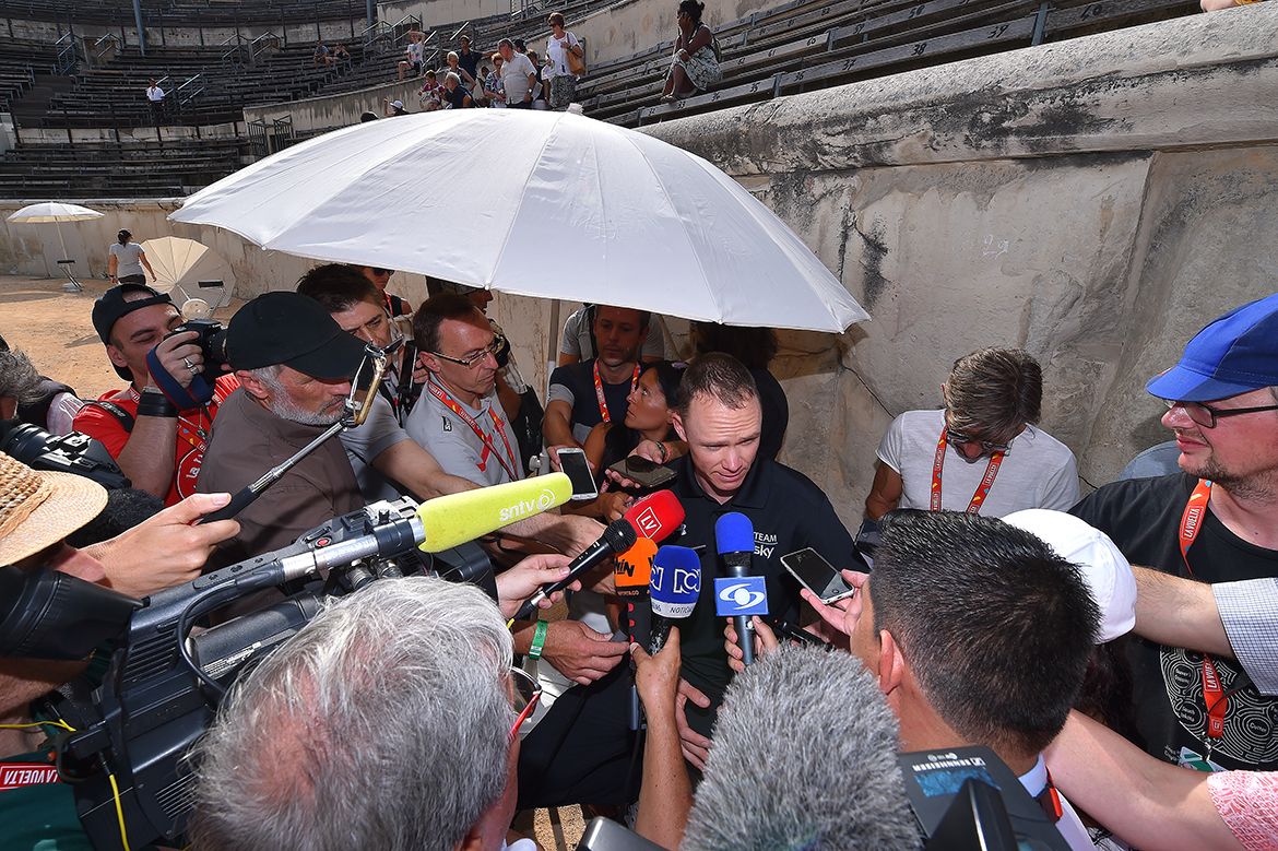 Chris Froome was in demand with the media