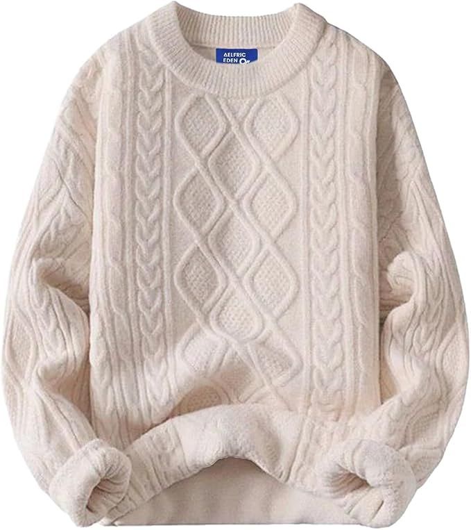 Aelfric Eden, Oversized Sweater 90s Vintage Cable Knit Crewneck