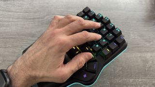 A photo of the Dygma Defy ergonomic keyboard