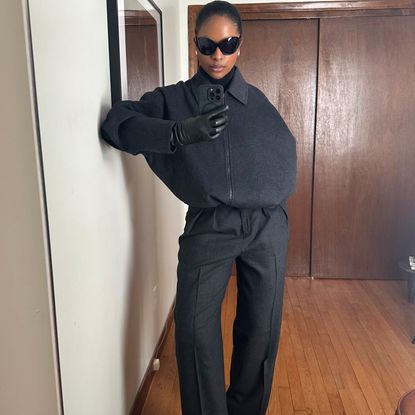 Maya Moore wearing black co-ordinated outfits