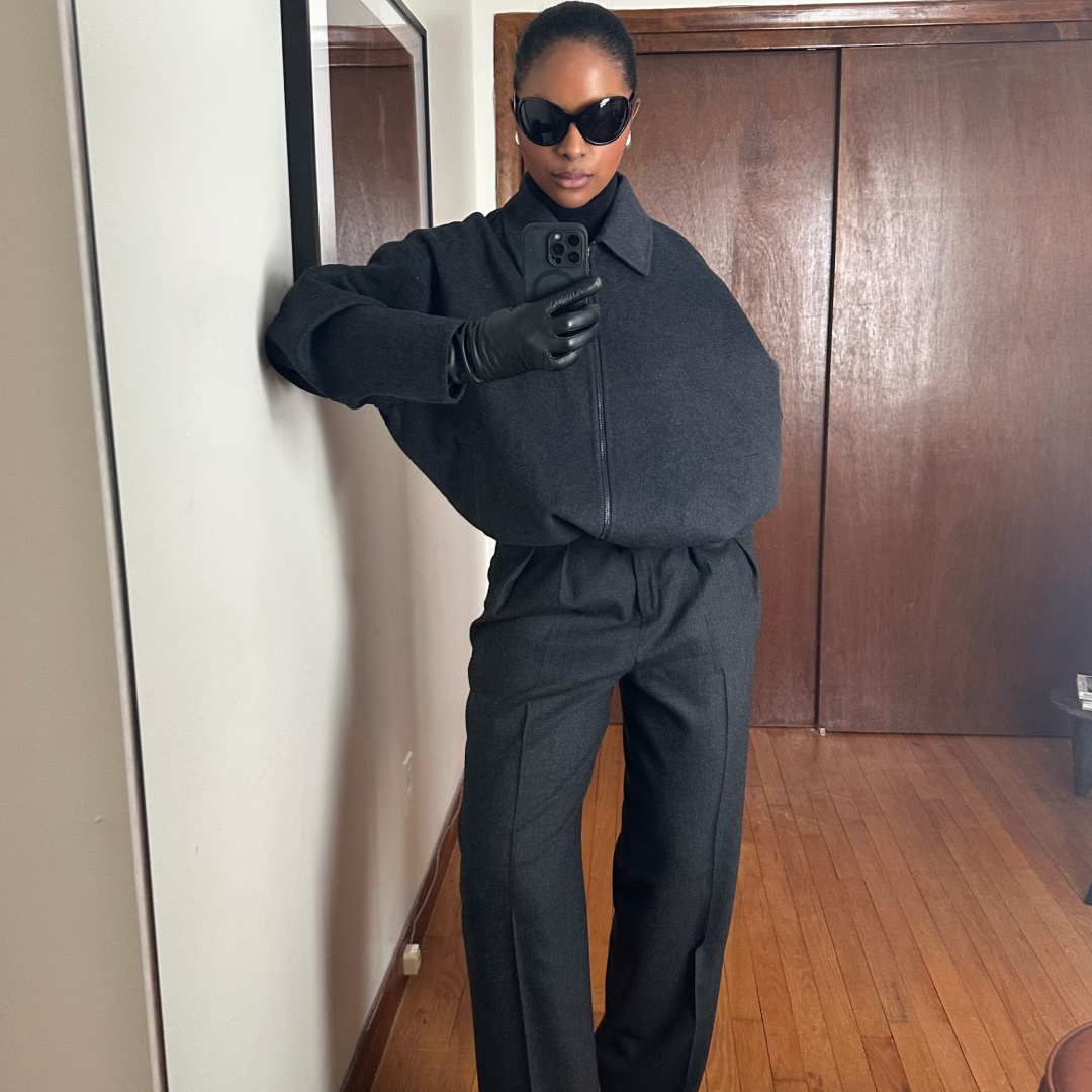 Maya Moore wearing black co-ordinated outfits