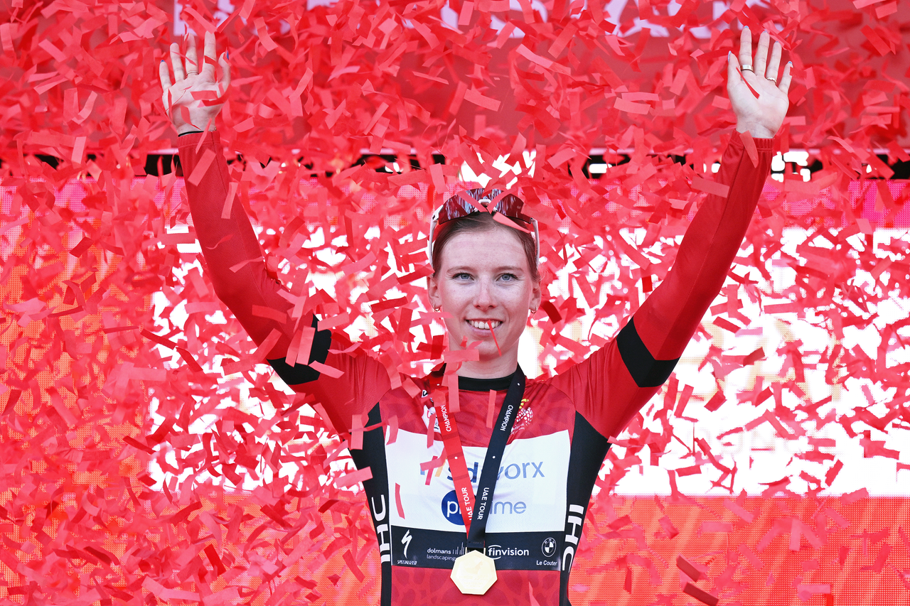 Wiebes in the race leader's red jersey