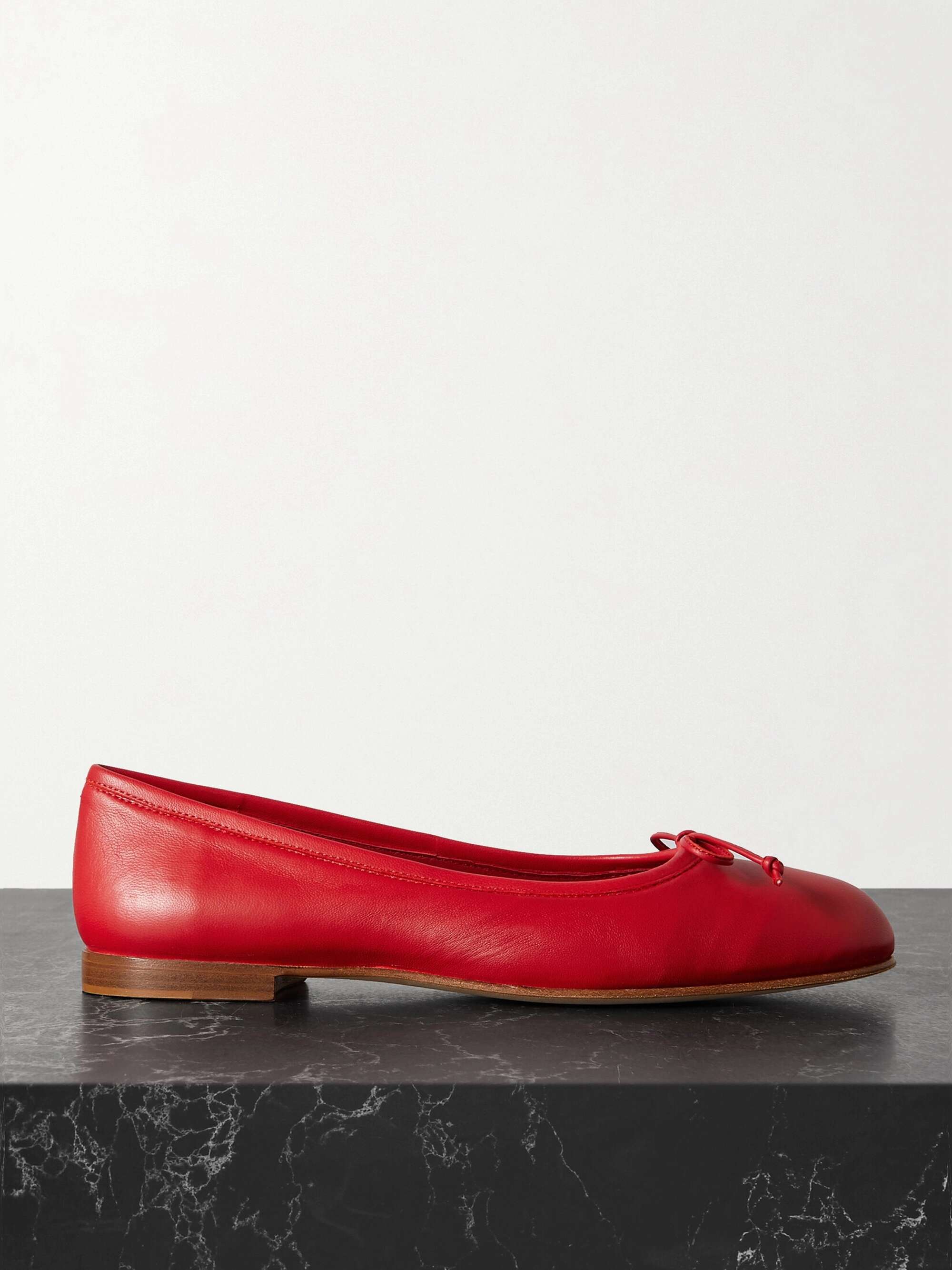 Veralli Bow-Detailed Leather Ballet Flats