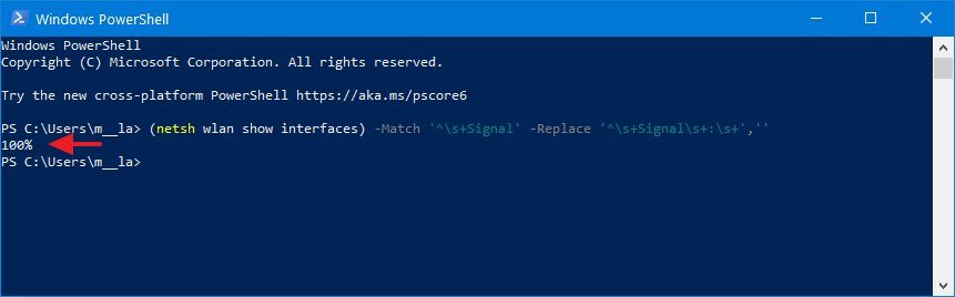 PowerShell check wireless signal command