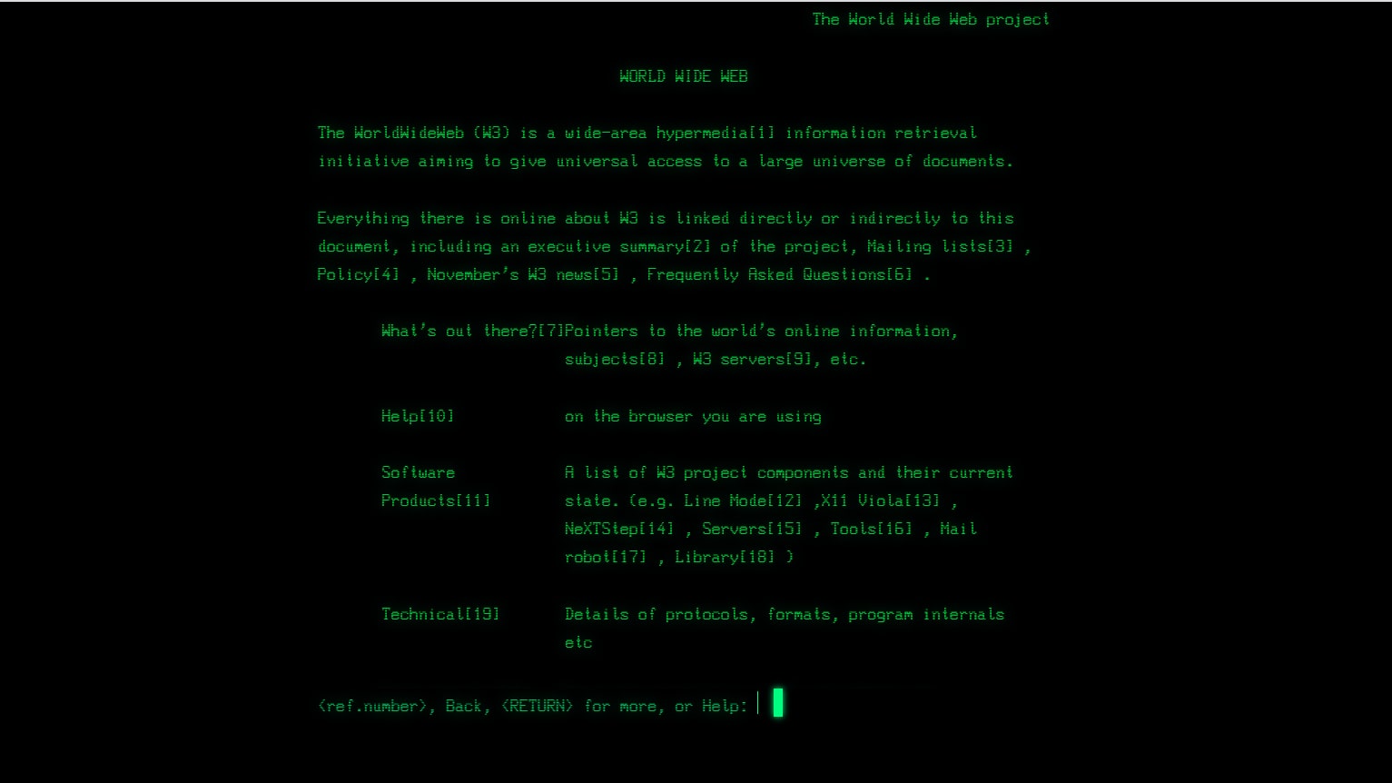 the first website using the line-mode browser simulator